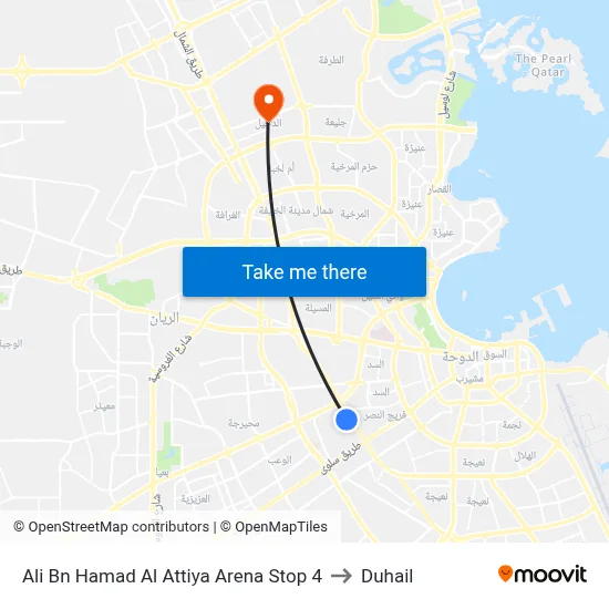 Ali Bn Hamad Al Attiya Arena Stop 4 to Duhail map