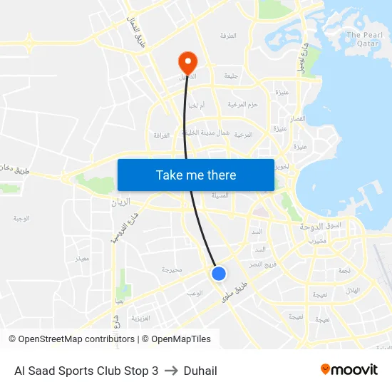 Al Saad Sports Club Stop 3 to Duhail map