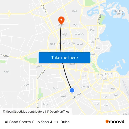 Al Saad Sports Club Stop 4 to Duhail map
