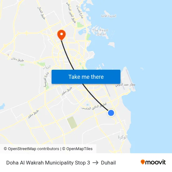 Doha Al Wakrah Municipality Stop 3 to Duhail map