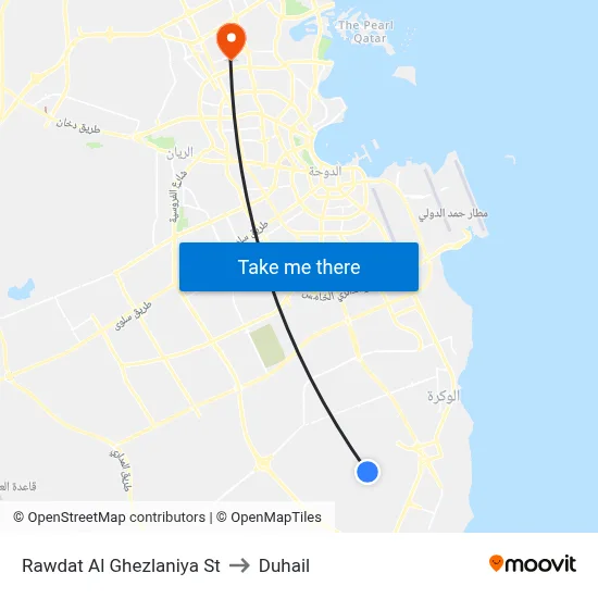 Rawdat Al Ghezlaniya St to Duhail map