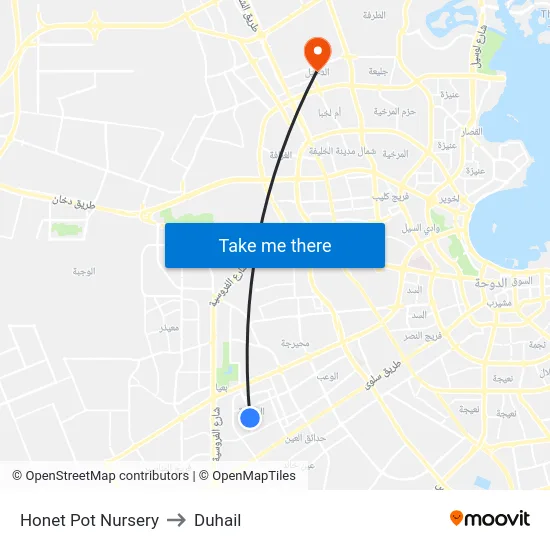 Honet Pot Nursery to Duhail map