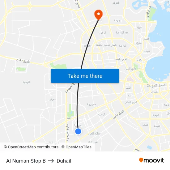 Al Numan Stop B to Duhail map
