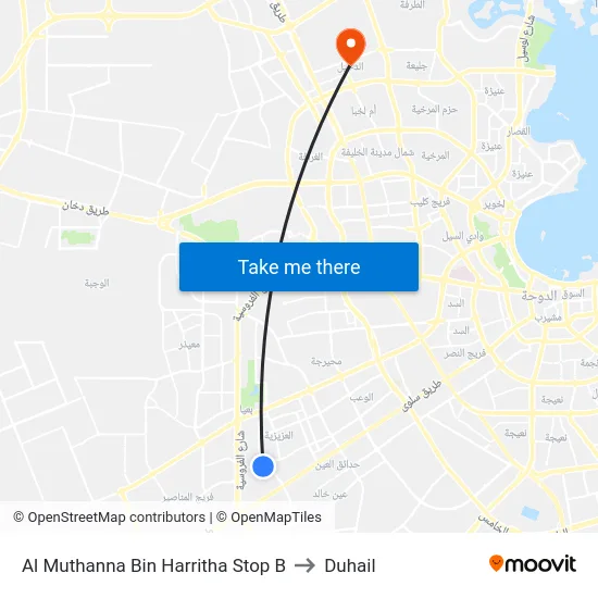 Al Muthanna Bin Harritha Stop B to Duhail map