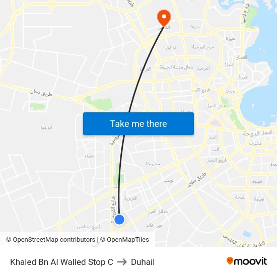 Khaled Bn Al Walled Stop C to Duhail map