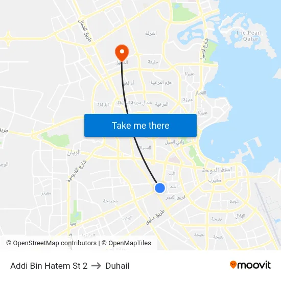 Addi Bin Hatem St 2 to Duhail map