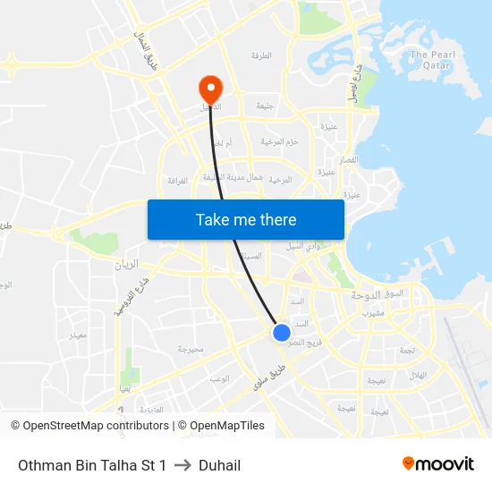 Othman Bin Talha St 1 to Duhail map