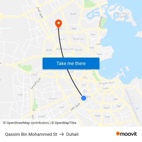 Qassim Bin Mohammed St to Duhail map