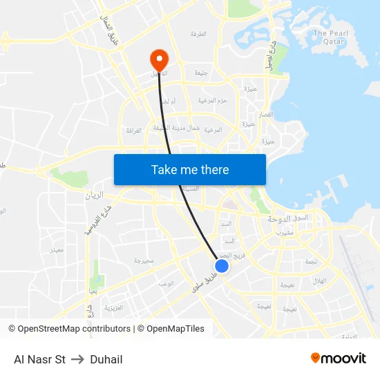 Al Nasr St to Duhail map