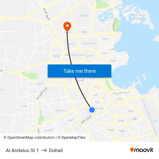 Al Andalus St 1 to Duhail map