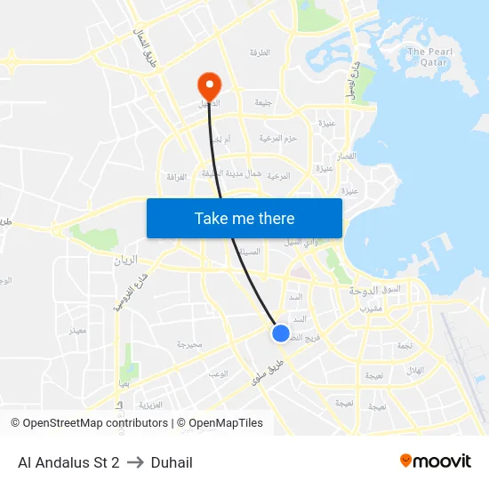 Al Andalus St 2 to Duhail map