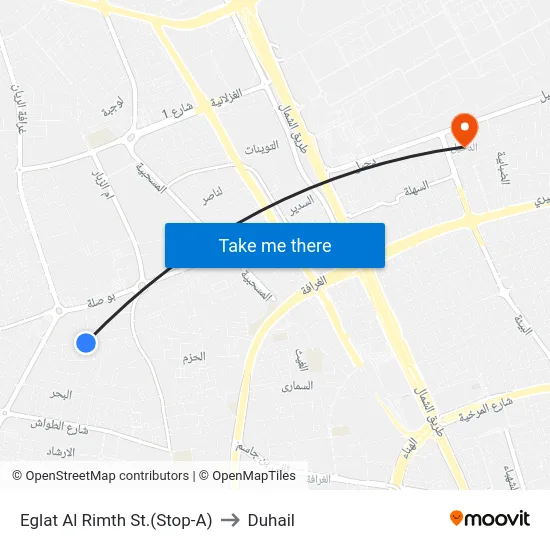 Eglat Al Rimth St.(Stop-A) to Duhail map