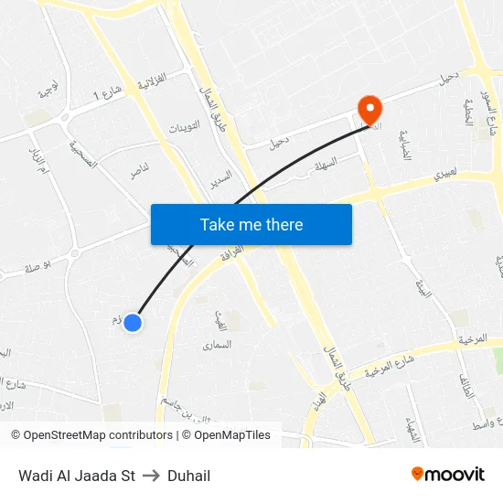 Wadi Al Jaada St to Duhail map