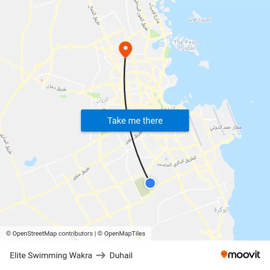 Elite Swimming Wakra to Duhail map
