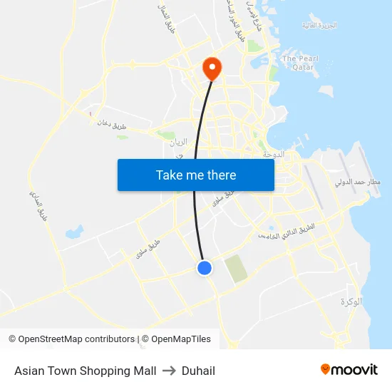 Asian Town Shopping Mall to Duhail map