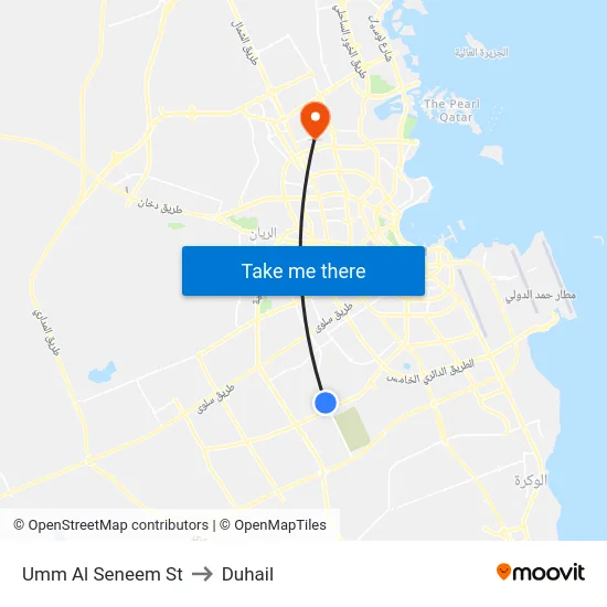 Umm Al Seneem St to Duhail map