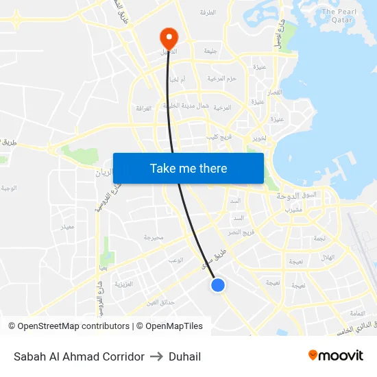 Sabah Al Ahmad Corridor to Duhail map