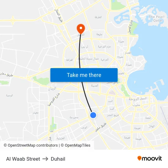 Al Waab Street to Duhail map