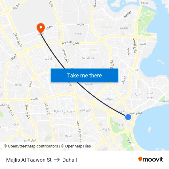 Majlis Al Taawon St to Duhail map