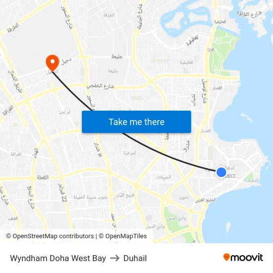 Wyndham Doha West Bay to Duhail map
