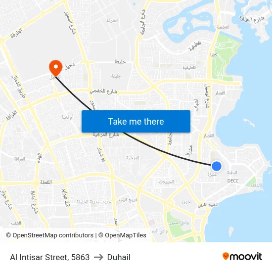 Al Intisar Street, 5863 to Duhail map