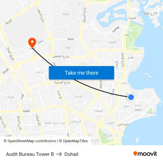 Audit Bureau Tower B to Duhail map