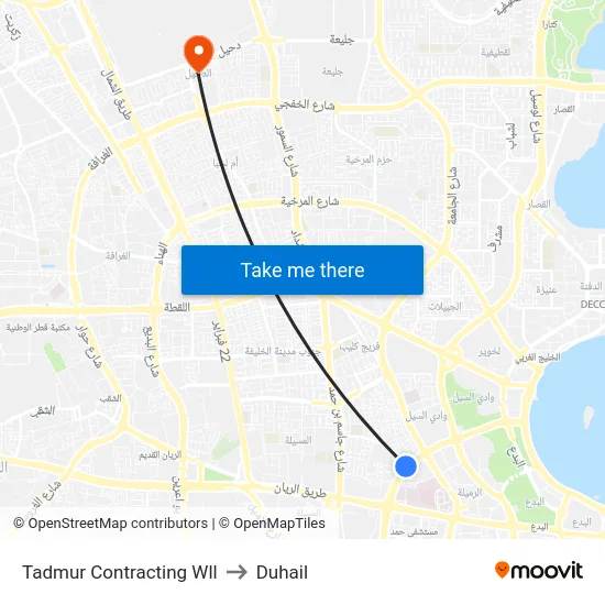 Tadmur Contracting Wll to Duhail map