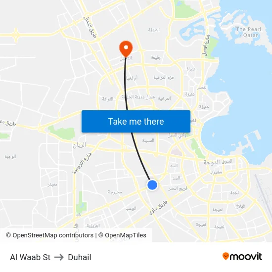 Al Waab St to Duhail map