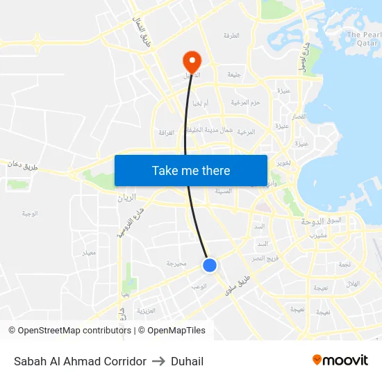 Sabah Al Ahmad Corridor to Duhail map