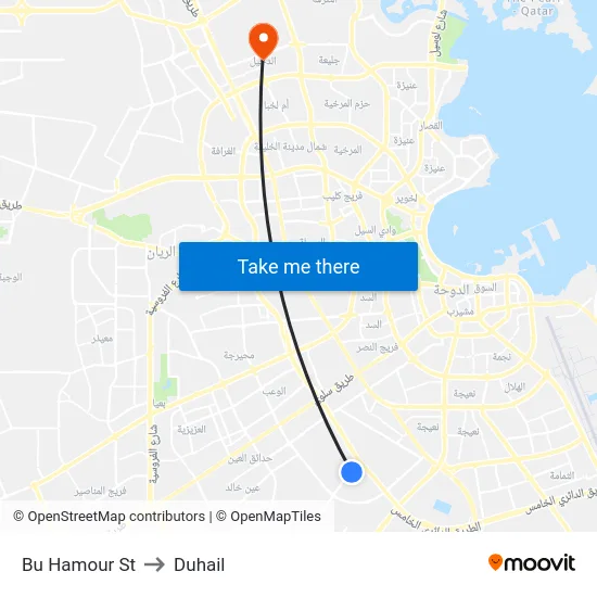 Bu Hamour St to Duhail map