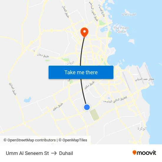 Umm Al Seneem St to Duhail map