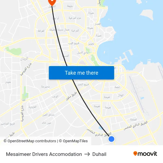 Mesaimeer Drivers Accomodation to Duhail map