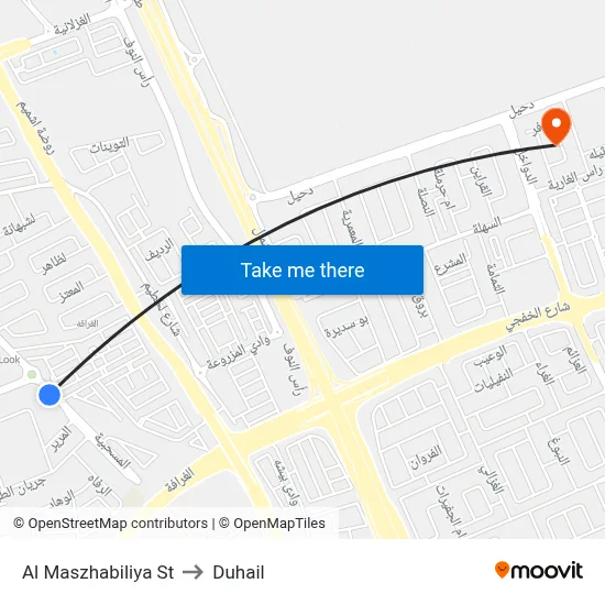 Al Maszhabiliya St to Duhail map