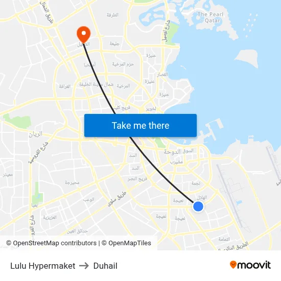 Lulu Hypermaket to Duhail map