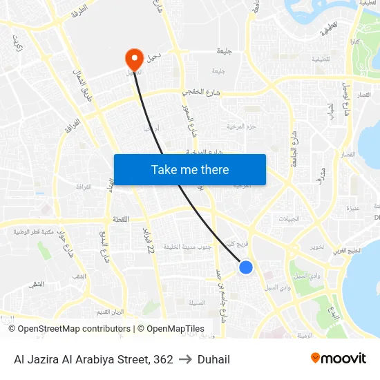 Al Jazira Al Arabiya Street, 362 to Duhail map