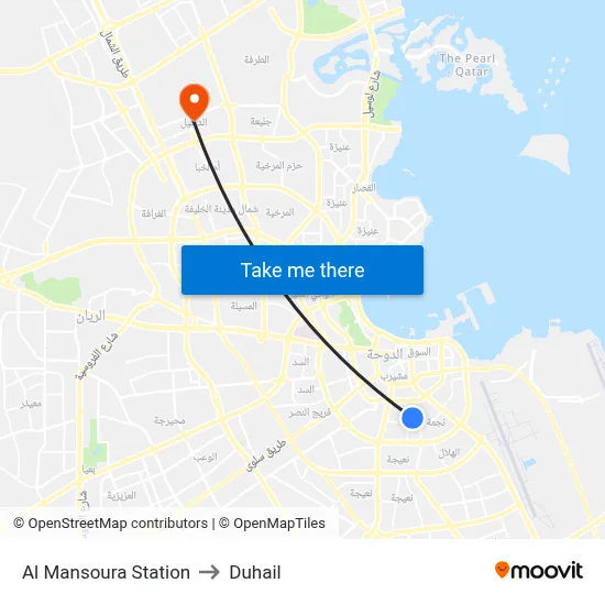 Al Mansoura Station to Duhail map