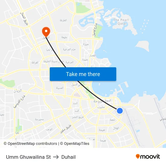 Umm Ghuwailina St to Duhail map