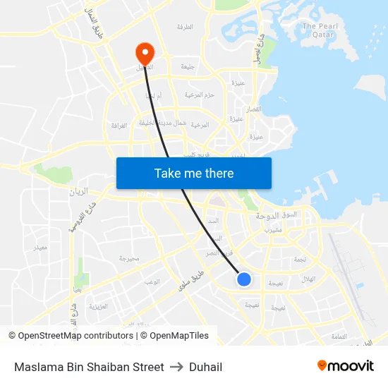 Maslama Bin Shaiban Street to Duhail map