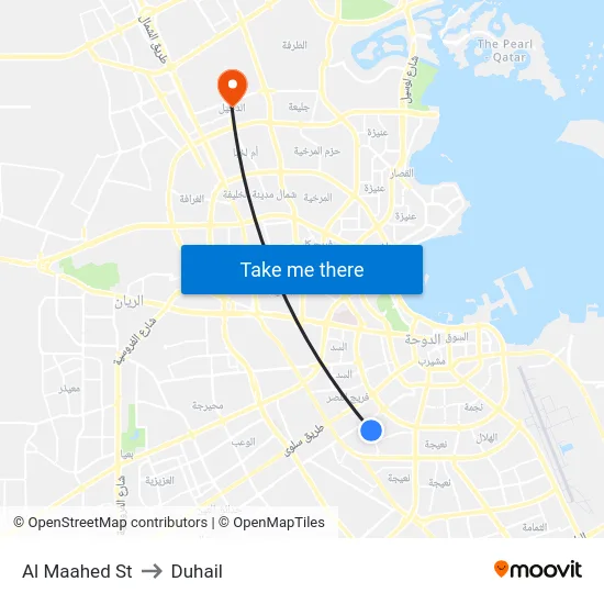 Al Maahed St to Duhail map
