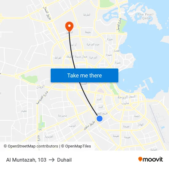 Al Muntazah, 103 to Duhail map