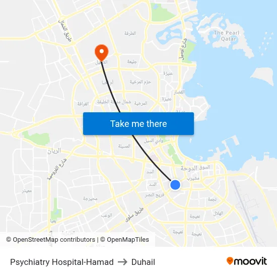 Psychiatry Hospital-Hamad to Duhail map