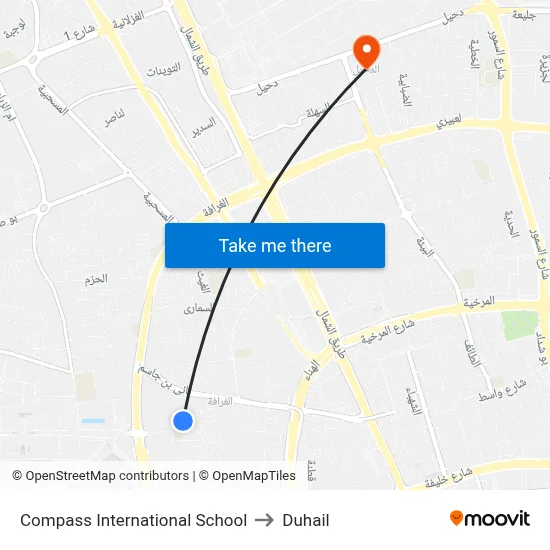Compass International School to Duhail map