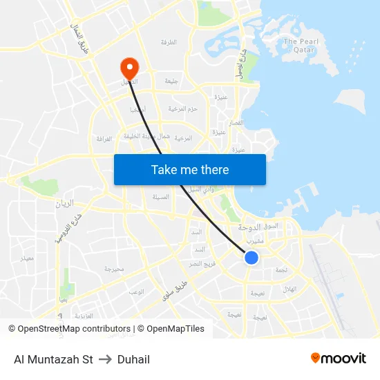 Al Muntazah St to Duhail map