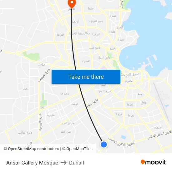 Ansar Gallery Mosque to Duhail map