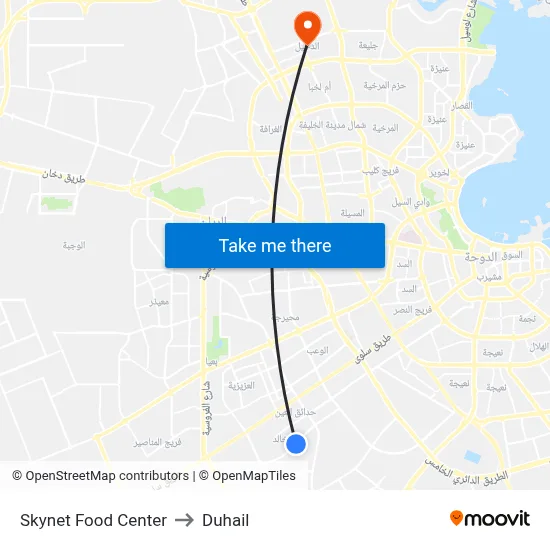 Skynet Food Center to Duhail map