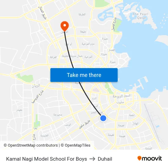 Kamal Nagi Model School For Boys to Duhail map