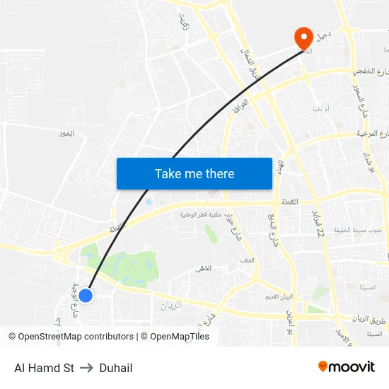 Al Hamd St to Duhail map