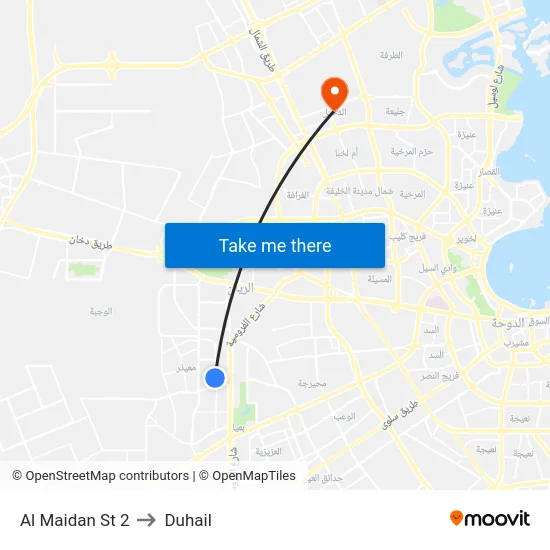 Al Maidan St 2 to Duhail map