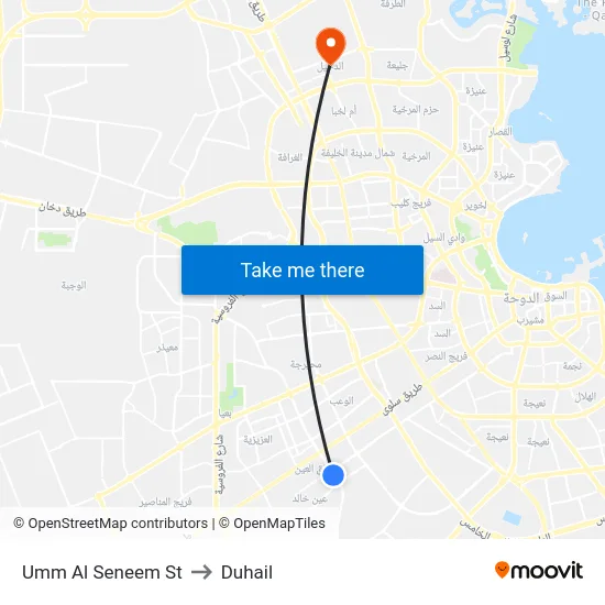 Umm Al Seneem St to Duhail map