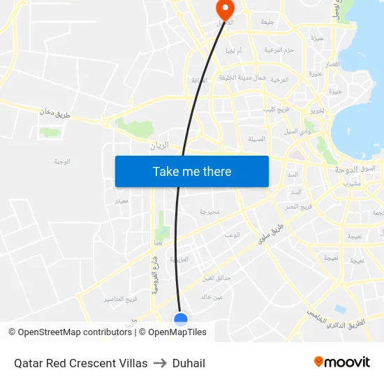 Qatar Red Crescent Villas to Duhail map